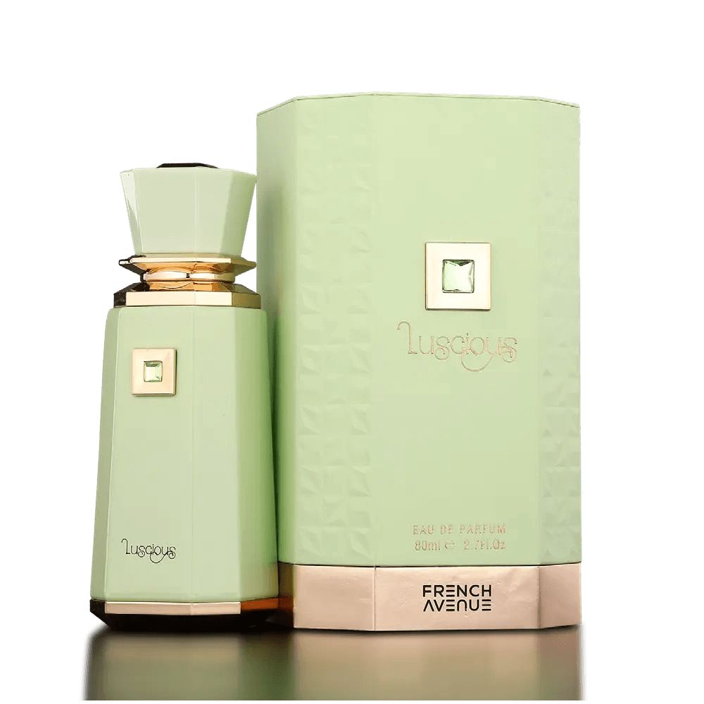 Luscious French Avenue 100ML fragrance bottle and packaging, showcasing original Maroc L’Essence du Parfum. vente parfum, parfum original