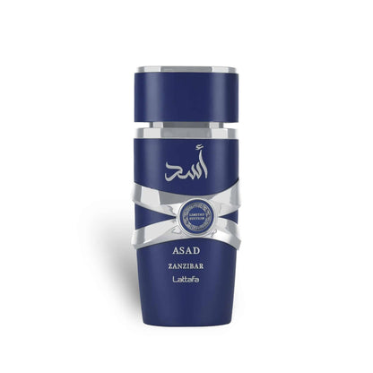 Asad Zanzibar Limited Edition Lattafa 100 ML flacon de parfum oriental-aromatique, design élégant et captivant.