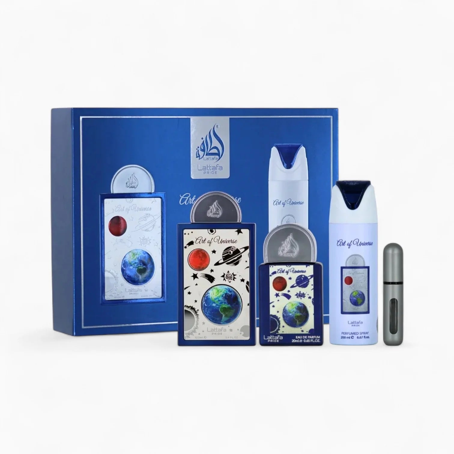 Art Of Universe Coffret Lattafa Pride Coffret Parfum Mixte avec flacons et vaporisateurs.