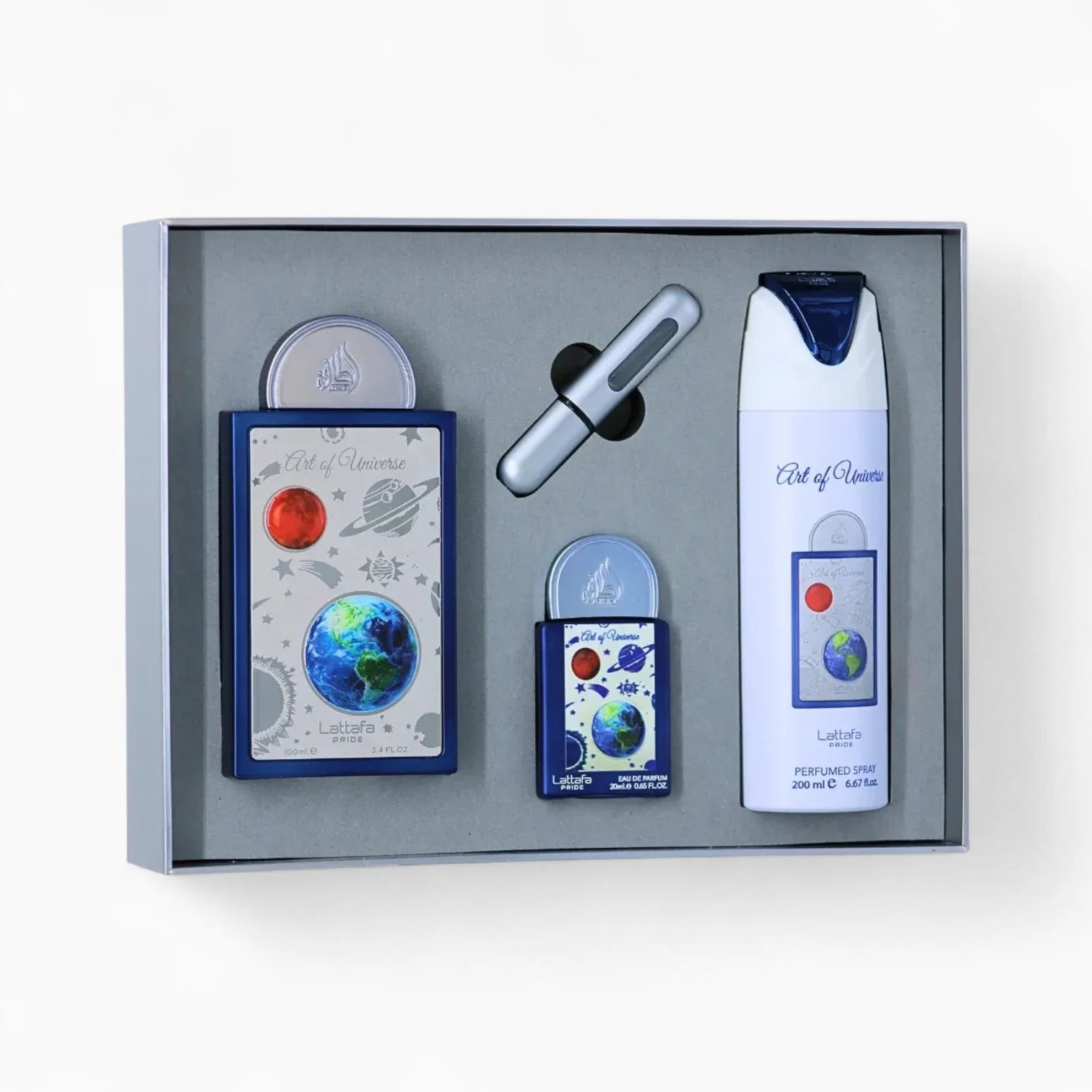 Art Of Universe Coffret Lattafa Pride Coffret Parfum Mixte - coffret avec parfum et accessoires élégants.