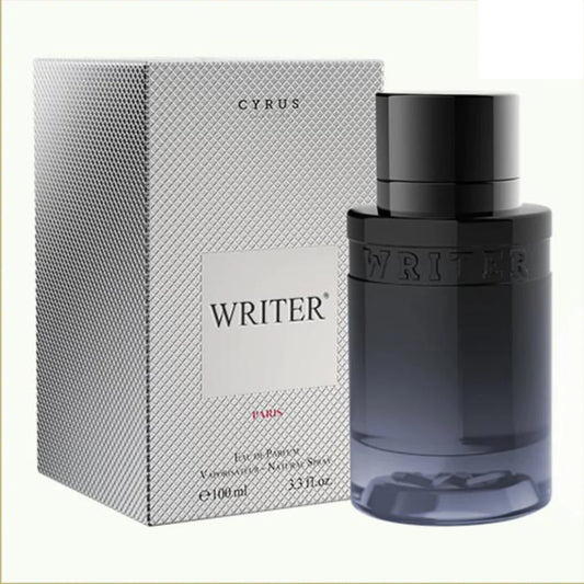 Cyrus Writer Eau de Parfum 100 ML avec flacon et emballage, fragrance masculine élégante.