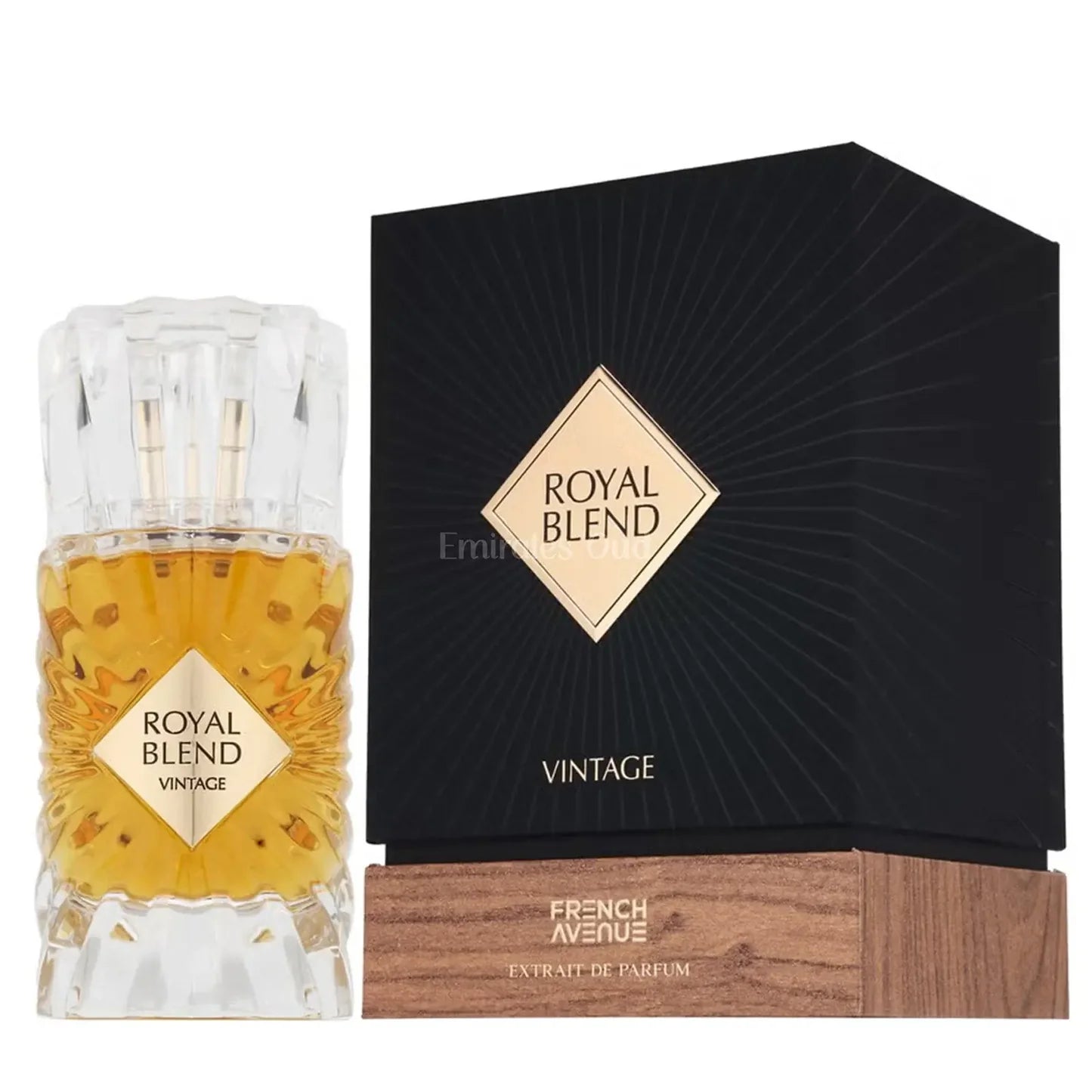 Royal Blend Vintage French Avenue 100 ML parfum avec flacon élégant et emballage noir.