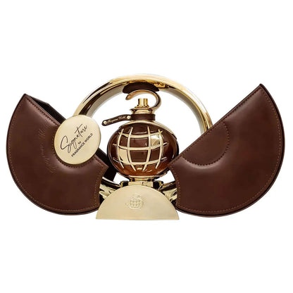 Signature Brown Fragrance World 100 ML - flacon de parfum unisexe boisé-épice en présentation élégante.