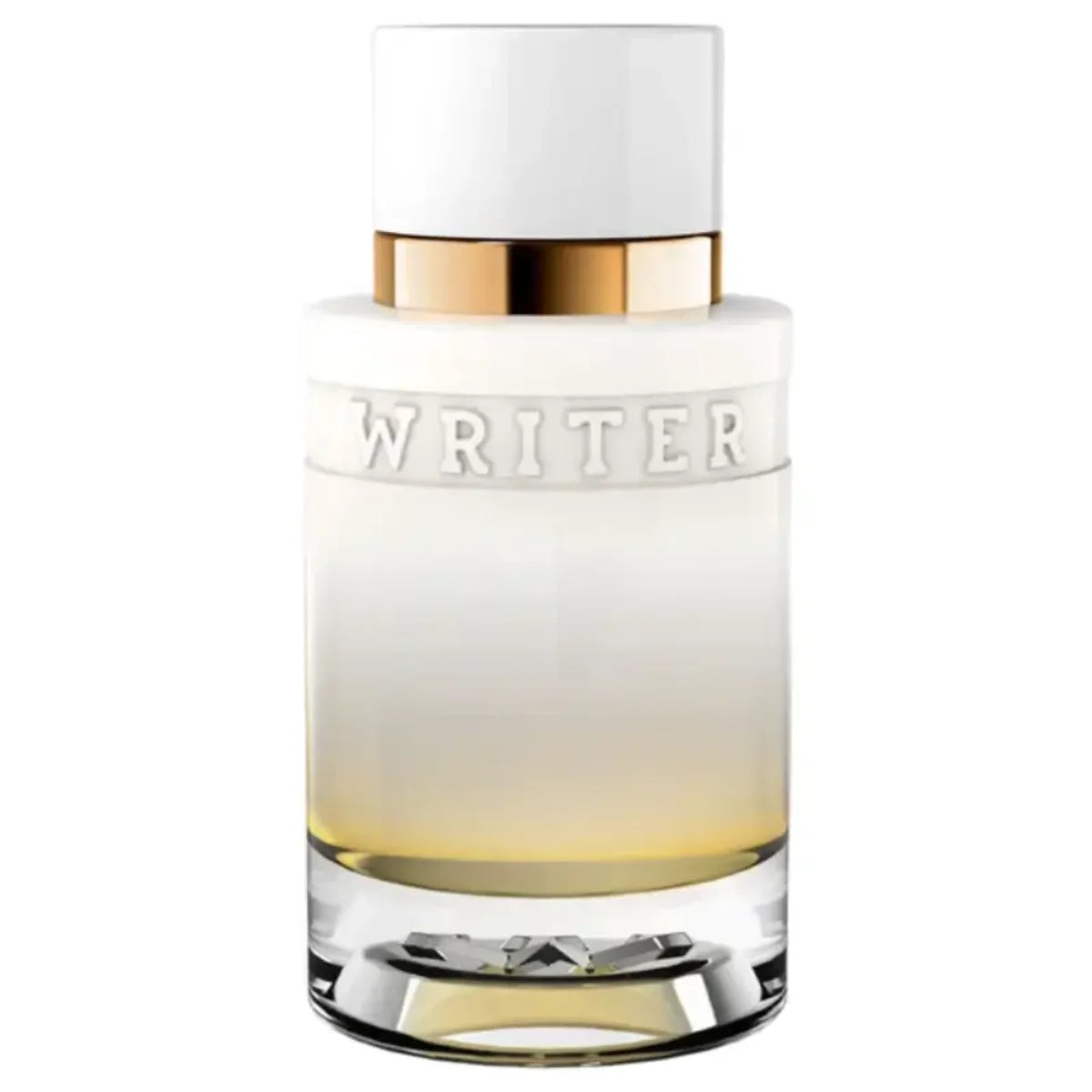 Flacon de parfum Cyrus Writer White 100 ML, élégant et moderne, design minimaliste avec le mot 'WRITER' en relief.