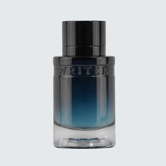 Cyrus Writer Eau de Parfum 100 ML, flacon élégant avec dégradé de noir et bleu, fragrance masculine.