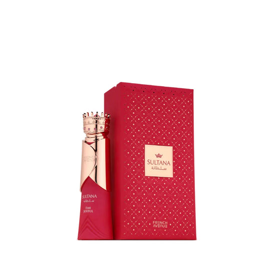 Sultana The Joyful French Avenue 80 ML parfum avec flacon élégant et emballage rouge, fragrance féminine gourmande.