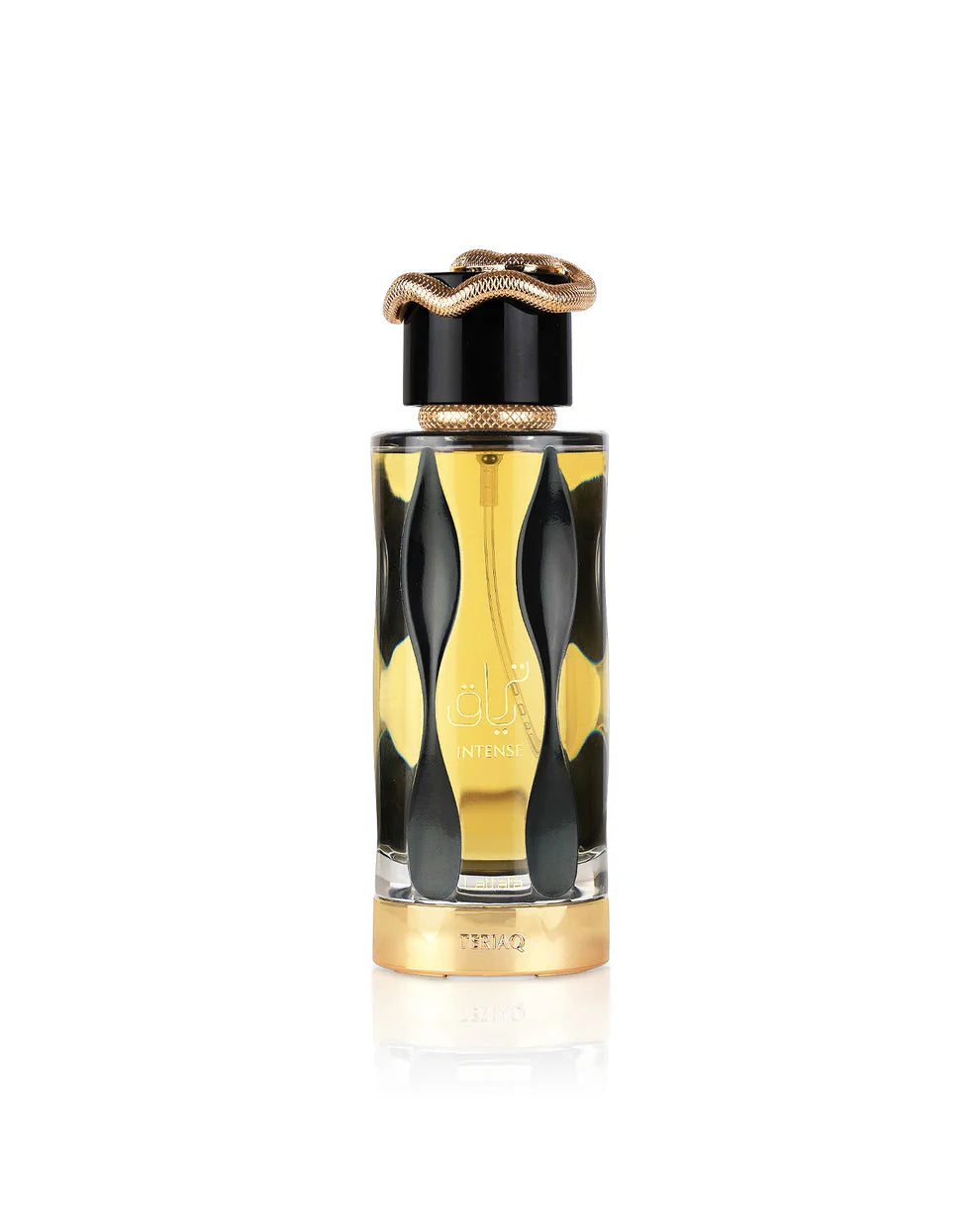 Flacon de parfum Teriaq Intense Lattafa 100ML avec un design élégant et un bouchon serpent.