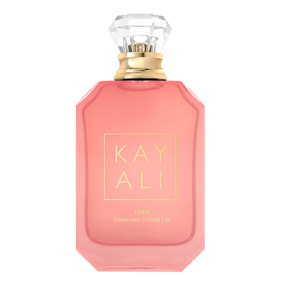 Kayali Eden Sparkling Lychee 39 100 ML - flacon de parfum rose avec bouchon en cristal.